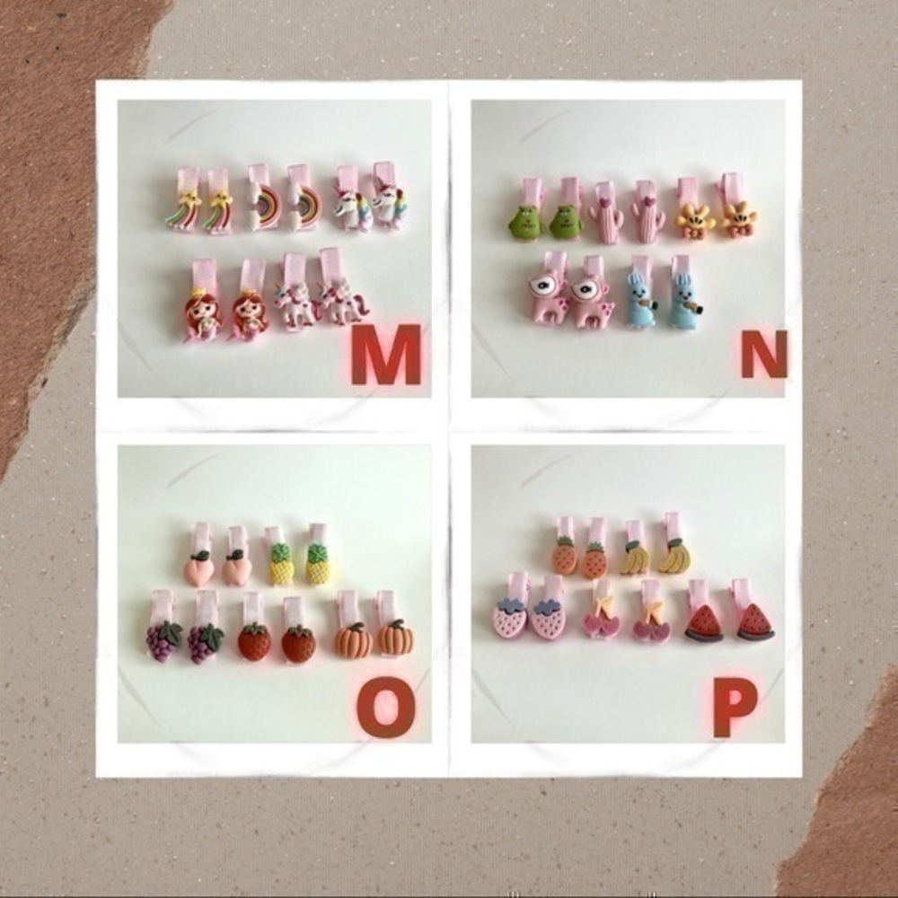 Baby Hair Clips | Set of 10 | Fruits and Flowers